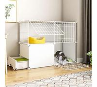 Indoor Cat PlaypenDIY Detachable Metal Enclosure for Kittens & Small Pets Secure with Door White 95x37x73cmPerfect Cat Kennel & Play Area