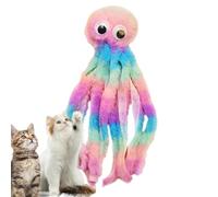 Indoor Cat Plush Toy - Chewable Soft Pet Plaything, Teething Aid | Cute Octopus Pillow Design Lightweight Durable Material Interactive Kitten Cat Activity Engagement Fun Exercise Mental Stimulation Fe
