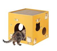 Indoor Cat Scratcher House - Cardboard Play Box for Cats | Fun Claw Sharpener, Lounging and Scratching Station, Multi-Purpose Pet Furniture Perfect for Active and Resting Cats