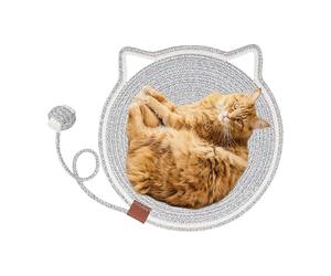 Indoor Cat Scratching Mat - Round Cat Scratch, Rug with Ball Toy, Ear Hook Attachment, Durable, Modern Design | Cute Pet Accessory for Home, Living Room, Bedroom, Wall Sofa, Carpet, Born