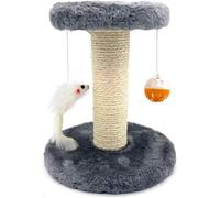 Indoor Cat Scratching Post With Plush Bed Heavy Duty Sisal Scratch Pole Double Base Stability Hanging Toys