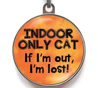 Indoor Cat Tag - Add Text to Back - 36 Colour Options - “If I’m Out I’m Lost” - 2 Size - Personalised Pet ID Tag for Indoor Cats