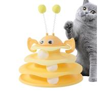Indoor Cat Toy - Triple-Level Motion Tower, Rotating Ball Adventure, Energetic Feline Activity Station, Playful Challenge | for Home Bedroom Apartment Farmhouse Living Spaces Pet Entertainment Z