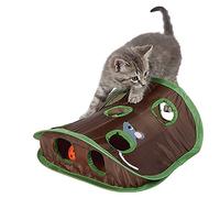 Indoor Cat Toys - Cat and Mouse Toys Hide and Seek Pop-Up Foldable Educational Exercise Toy 9 Hole Mouse Hunting with Ball