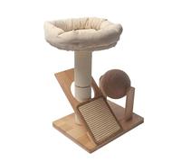 Indoor Cat Tree, Floor To Ceiling Cat Tree with Vertical Scratching Post and Cozy Perch, Modern Wooden Level Kitty Condos for Cats