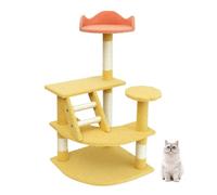 Indoor Cat Tree Tower - Multi-Level Scratching Post with Condos, Ladders & Plush Perches for Kittens & Large Cats - Green & Yellow, Ideal for Active Cats