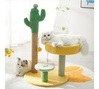Indoor Cat Tree Tower with Cozy Perch & Interactive Dangling Ball, Durable Scratching Post, Easy to Install, Includes Sisal Rope & Plush Toys for Happy Cats