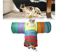 Indoor Cat Tunnel 3 Way Pet Play Tunnel, Collapsible Rainbow Polyester Tube, 80cm Length - Interactive Hide - and - Seek Toy, Durable Scratch - Fabric, Ideal for Cats P