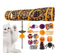 Indoor Cat Tunnels, Cat Tunnel Tube - Foldable Halloween Cat Tubes with Cat Toys | Pumpkin Pattern Interactive Toy for Small Animals, Bored Cats