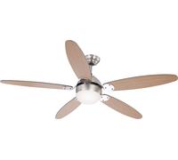 Indoor ceiling fan with light and pull cords AZURA Nickel 132 cm 52"