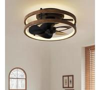 Indoor Ceiling Fans with Lights LED Six Speeds Infinitely Dimmable Dining Room Light Fixture with Fan Fan Lighting Fixture Bedroom Dining Room(B)