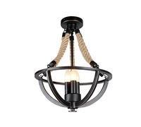 Indoor Chandelier, Rustic Pendant Light Retro Industrial Style Loft Hemp Rope Chandelier Wrought Iron Restaurant - Personality Ceiling Lamp,for Kitchens