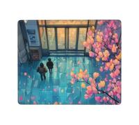 Indoor Cherry Blossoms Non-Slip Mouse Pad Seven by Nine Inch Horizontal Design for Office Gaming and Laptop Use