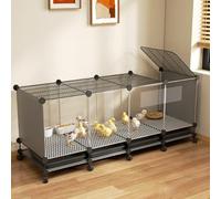 Indoor Chicken Cage with Pull-Out Tray, Skylight Brooder Box for Ducklings, Quail & Small Poultry, Easy Clean DIY Assembly, Raised Floor, Encrypted Foot Pads