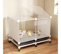 Indoor Chicken Cage with Pull-Out Tray, Skylight Brooder Box for Ducklings, Quail & Small Poultry, Easy Clean DIY Assembly, Raised Floor, Encrypted Foot Pads