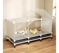 Indoor Chicken Cage with Pull-Out Tray, Skylight Brooder Box for Ducklings, Quail & Small Poultry, Easy Clean DIY Assembly, Raised Floor, Encrypted Foot Pads