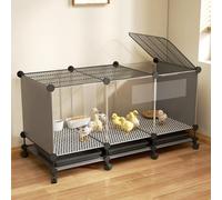 Indoor Chicken Cage with Pull-Out Tray, Skylight Brooder Box for Ducklings, Quail & Small Poultry, Easy Clean DIY Assembly, Raised Floor, Encrypted Foot Pads
