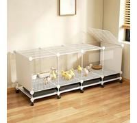 Indoor Chicken Cage with Pull-Out Tray & Skylight, Raised Floor & Encrypted Foot Pads for Ducklings, Quail, Small Poultry, Easy Clean, DIY Assembly, 146x48x53cm