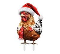 Indoor Christmas Decorations Christmas Cute Chicken Hedgehog Rabbit 2D Flat Printing Acrylic Insert Card Ground Stake Insert Art Garden Colorful Christmas Decoration Suitable For Yard (C27x20cm)
