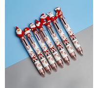 Indoor Christmas Decorations for the Home Christmas Tree Santa 6 Colors Cartoon Press Plastic Cute Ballpoint Pen For Students Hand Pen Press Point Random(A, One Size)