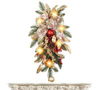 Indoor Christmas Wreath, 22 Inch Artificial Party Supplies with Bow And Pine Cone, Front Door Christmas Decorations, for Room Apartment Offices Holiday Birthday Winter Gardening Daily Vacation