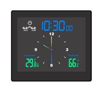 Indoor Climate Monitor Clock with Digital Time Display Temperature Humidity Readings and Dynamic Countdown Indicator Circles (black)
