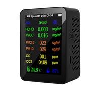 Indoor CO2-Detector - High Precision Air Monitor, Portable Digital Tester | 10-in-1 Environmental Device, Smart Display Alarm Sensor, Reliable Health Gadget for Home School Office Bedroom Living Room