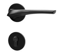 Indoor Concierge Door Lock Bedroom Black Door Handle Office Silent Two-Piece Lock Type Lock(A[Magnetic] 35-50mmkey)