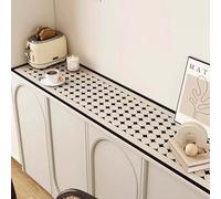 Indoor Console Cabinet Table Top Mat, Absorbent Bay Window Sill Mat Custom Size, Modern Style Black White Windowsill Cushion Cover for Pets(46x6in/117x15cm)