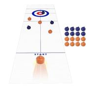 Indoor Curling Game - Indoor Table Top Shuffleboard Game | Multifunctional Desktop Tiny Shuffleboard Curling Games With 53X10Inch Mat For Picnic, Travel, Backyard, Tailgate Party, And Family Use