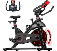 Indoor Cycling Bike with Slient Flywheel, LCD Monitor, Comfortable Seat, Spin Bike for Home Gym Workout Rattantree Black One Size