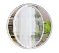 Indoor Decoration Ventilation Round Rotating Shed Porthole Window, Aluminum Alloy Privacy Ventilation Window with Metal Handle Striped Tempered Glass