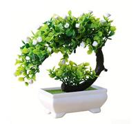 Indoor Decorative Bonsai Tree Made of Plastic for Living Room Office or Store Display with Compact Size and Realistic Shape (Rose White)