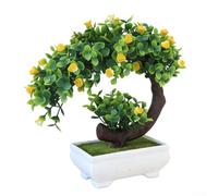Indoor Decorative Bonsai Tree Made of Plastic for Living Room Office or Store Display with Compact Size and Realistic Shape (RoseYellow)