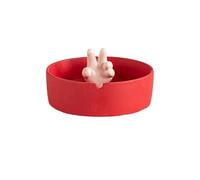 Indoor Decorative Ceramic Ashtray Accessories Tabletop Cigarettes Ashtrays for Indoor Outdoor Patio Home Office Use 3 Slot Holder Ash Tray for Desktop(Red)
