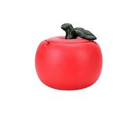 Indoor Decorative Fruit Shape Ceramic with Lid Portable Ashtray Homes Room Restaurants Decoration for Desktop(Red)