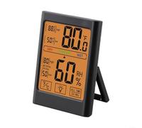 Indoor Digital Thermometer and Hygrometer with Touchscreen for Effective Climate Monitoring (Black)