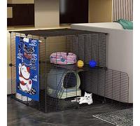Indoor DIY Cat Playpen & Cage - Removable Metal Cat Enclosure with Litter Box & Hammock, Large Exercise Space for 1-2 Cats, Ferrets, Chinchillas, Rabbits & Small Pets