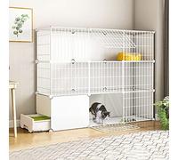 Indoor DIY Cat Playpen KitDetachable Metal Wire Enclosure for Kittens & Small PetsSecure Kennel with DoorWhite 139x37x109cm