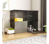 Indoor DIY Cat PlaypenDetachable Metal Wire Enclosure for Kittens & Small PetsSecure Kennel with DoorWhite95x73x73cm