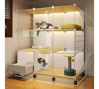 Indoor DIY Metal Cat Enclosure - 3-Tier Pet Cage with Litter Box for 1-3 Cats & Rabbits - Spacious, Durable, Safe Home for Small Pets