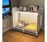 Indoor Dog Crate with Removable Tray and Top Storage for Pet Safety and Convenience