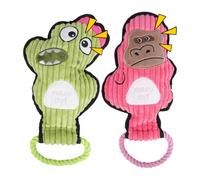Indoor Dog Enrichment Toy Set with Plush Bodies, Rope Loop Tug Handles, Crinkle Sound Play, Two Piece Pack Daily Interactive Plush Dog Toy Set Rope Tug Toys Crinkle Toys Indoor Enrichment Chew Toss