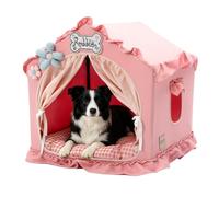 Indoor Dog House with Frame, Cute Dog Tent Bed with Cover Cave