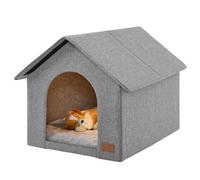 Indoor Dog House with Warm Plush Mat and Elevated Feet,Soft Dog Bed House for Medium Size Dog and Multiple Large Cat,Max Pets Size 20.8 X 13.7 Inches
