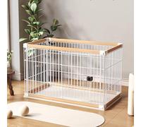 Indoor Dog Kennel Pet Fence Wider Thicker Wooden Full Frame And Border Iron Strong And Stable Easy To Install Suitable For,Brown-101 * 71 * 71cm