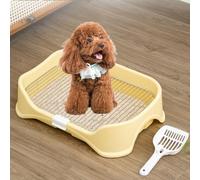 Indoor Dog Potty, Pet Pads Holder Sturdy Metal Grid & Adjustable Post for Indoor Outdoor Use, Saves Space in Small Homes(Yellow,49 * 13 * 34cm-18mm)