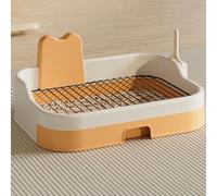 Indoor Dog Toilet, Corgi Potty Training Toilet with Metal Grid Post, Pet Training Tray Pet Training Pads Holder Reusable Trainer Tray for Puppy Training(Orange)