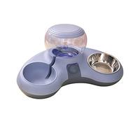 Indoor Dogs Double Feeding Bowls and Automatic Water Dispenser Pet Eating Drinking Pet Dogs Bowls Multi-Color Can Choose