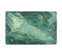 Indoor Door Mat 50 X 80 cm Green Marble Ink Non-slip Dirt Trapper Doormat, Washable Absorbent Entrance Rug Inside Floor Mat